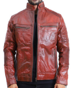 Quilted Brown Leather Jacket