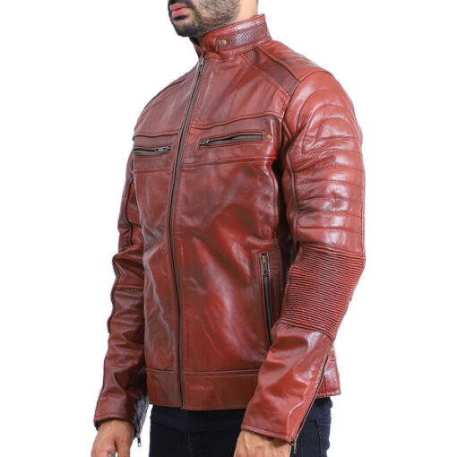 Quilted Brown Leather Jacket