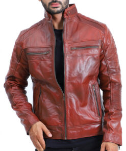 Quilted Brown Leather Jacket