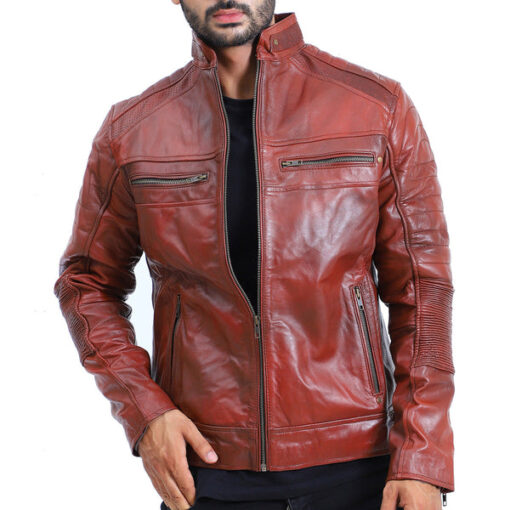 Quilted Brown Leather Jacket