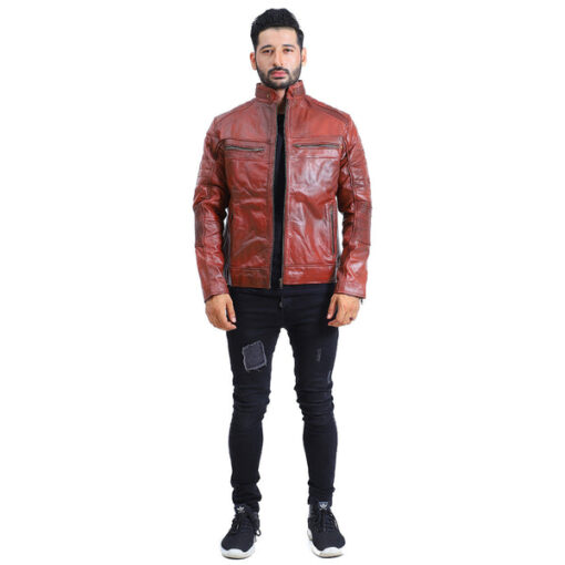 Quilted Brown Leather Jacket