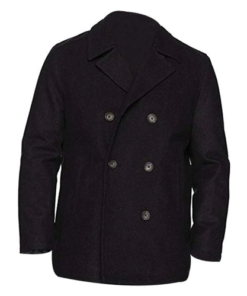 David Beckham Black Wool Pea Coat