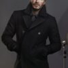 David Beckham Black Wool Pea Coat