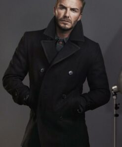 David Beckham Black Wool Pea Coat