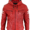 Red Bomber Hooded Jacket