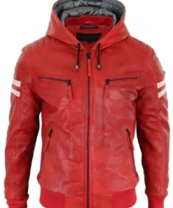 Red Bomber Hooded Jacket