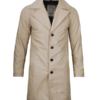 Men's Beige Leather Coat