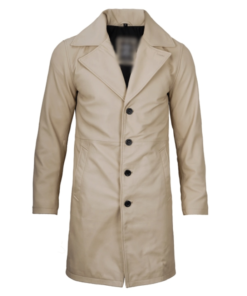 Men's Beige Leather Coat