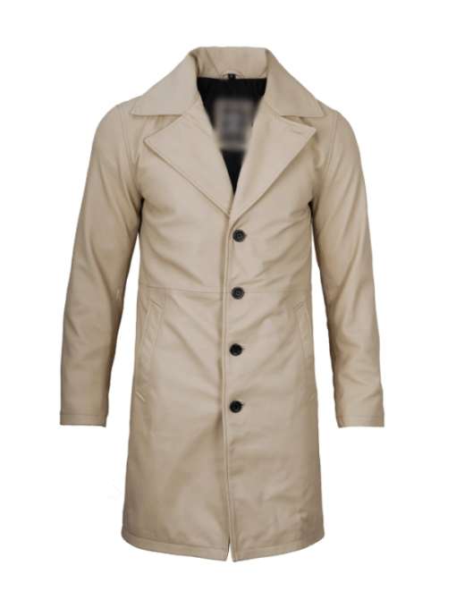 Men's Beige Leather Coat