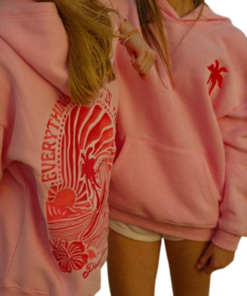 Pink Palm Puff Hoodie