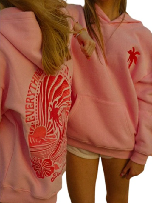 Pink Palm Puff Hoodie