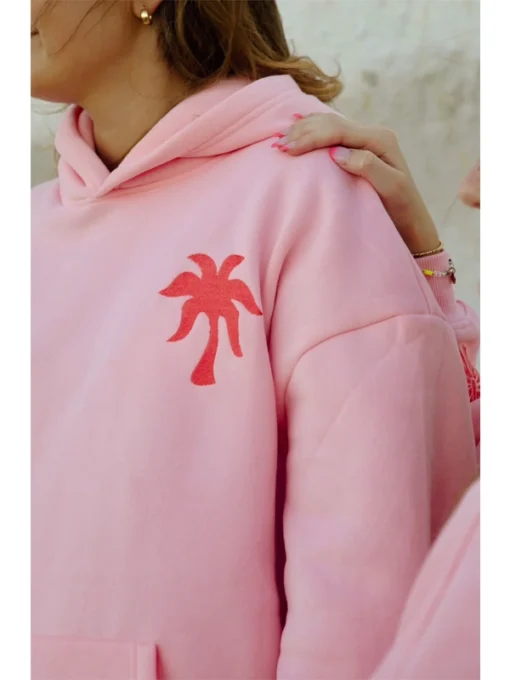 Pink Palm Puff Hoodie