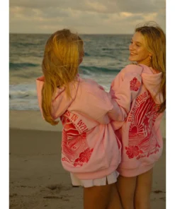 Pink Palm Puff Hoodie