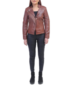 Brown Asymmetrical Leather Jacket