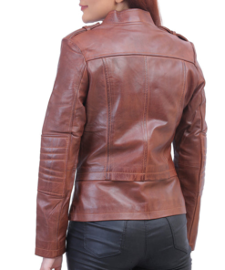 Brown Asymmetrical Leather Jacket