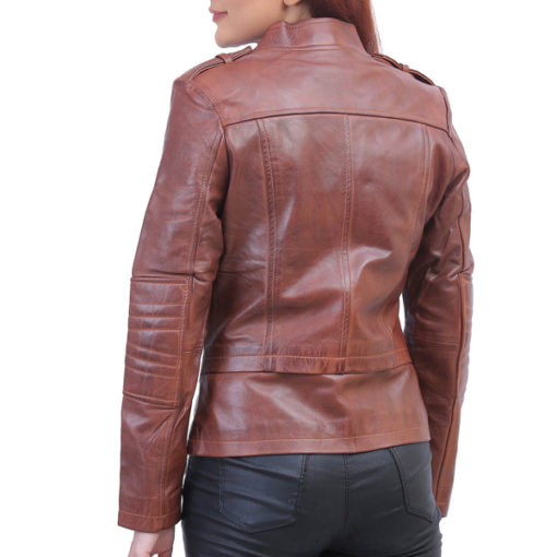 Brown Asymmetrical Leather Jacket