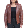 Brown Asymmetrical Leather Jacket