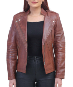 Brown Asymmetrical Leather Jacket