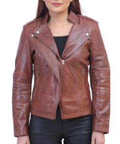 Brown Asymmetrical Leather Jacket