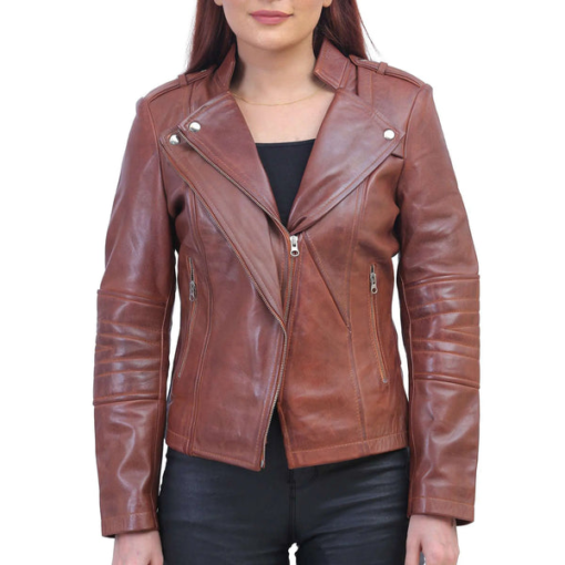 Brown Asymmetrical Leather Jacket