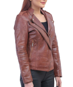 Brown Asymmetrical Leather Jacket