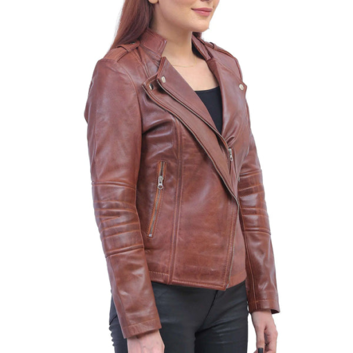 Brown Asymmetrical Leather Jacket