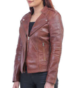 Brown Asymmetrical Leather Jacket