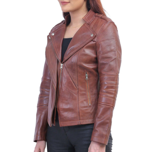 Brown Asymmetrical Leather Jacket