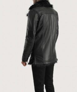 Furcliff Black Leather Coat